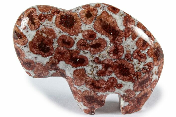 Polished Red Flower Marble Bison - India #308685